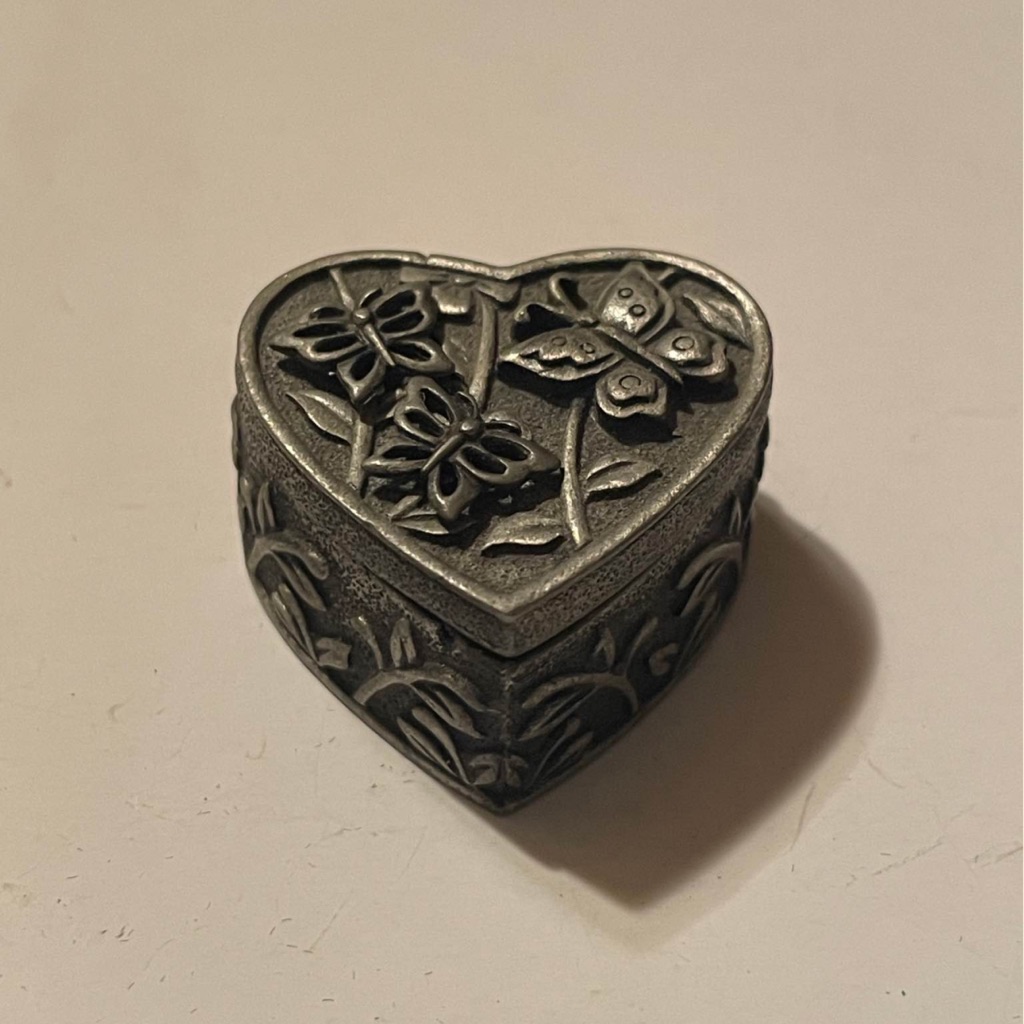 Jj Jonette Brooch Earring Butterfly Pewter Set WTrinket Box 13$